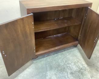 VTG. HENREDON ASIAN STYLE WALNUT CONSOLE CABINET WITH BRASS HARDWARE NO SHIPPING POCKUP ONLY