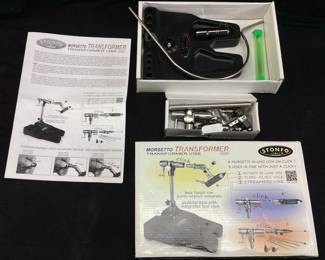 STONFO TRANSFORMER VISE FLY TYING TOOL FOR FLY FISHING, MADE IN ITALY. 3 in 1 IN-LINE ROTARY, TUBE FLY AND STREAMER VISE. PEDESTAL BASE ROTARY HEAD ACTION