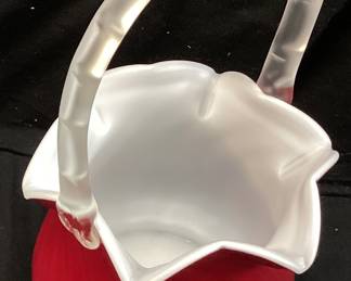  1984 FENTON AMBERINA SWIRL SATIN GLASS BASKET SIGNED FENTON #167/1250