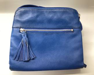 GUN TOTEâ€™N MAMA CONCEALED CARRY CROSSBODY BLUE LEATHER BAG