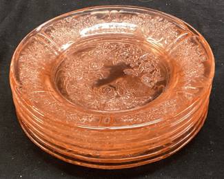 (6) FEDERAL GLASS SHARON PINK DEPRESSION GLASS BREAD PLATES NO SHIPPING PICKUP ONLY