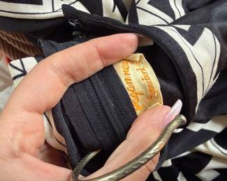 Vintage Paganne by Gene Berk Printed Shirt Dress | black and white geometric pattern , Signature abstract geometric print with front-zip entry |  $225.00