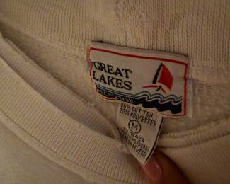 Vintage Great Lakes Recreation Sweatshirt | 80% Cotton / 20% Polyester | Good vintage condition; the fabric is soft and cozy with a light, authentic "distressed" character along the collar edge | $35