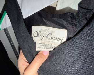  Authentic vintage Oleg Cassini black evening dress, late 1980s-1990 wool-blend fabric |  $250   