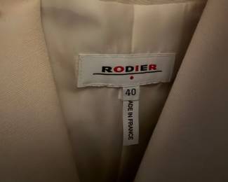  Rodier Paris Designer Garment |  This garment is Made in France, representing the brand's high standards of quality and European craftsmanship. Featuring a refined cream/off-white hue and a subtle diagonal weave (twill) texture, | $90 