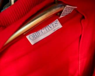 Vintage Objectives Red Cardigan | mid-weight vibrant red knit fabric and features a classic ribbed neckline for a timeless, athletic-inspired silhouette. | $40 