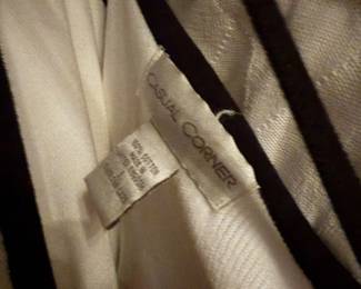 Casual Corner Striped Cotton Top |  100% Cotton, White with Black Stripes | $30.00