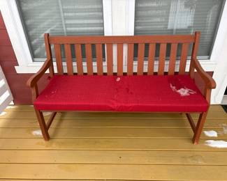 007 Outdoor Bench With Red Cushion