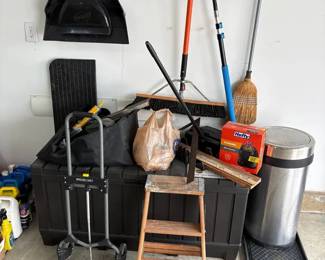 Storage Chest, Step Ladder, Trashcan, Car Care Products And Tools