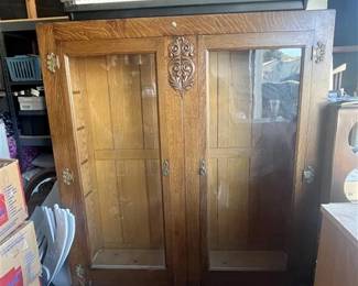 Antique display wooden with shelves