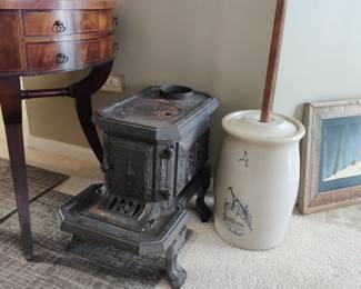 Stove, butter churn