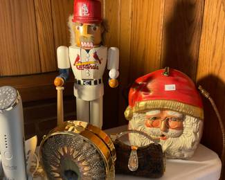 The Santa purse is a designer and it is WOOD