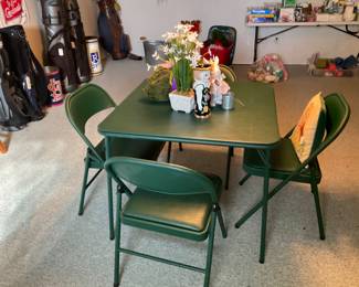 Unique metal card, table and chairs