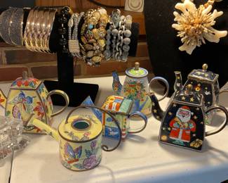 Enamel miniature teapots
