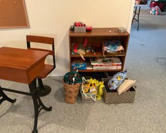 Vintage wooden metal school desk