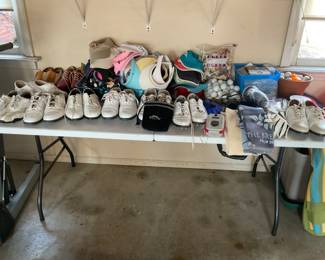 Golf shoes, golf balls, golf caps