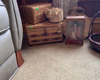 Asian baskets; doll