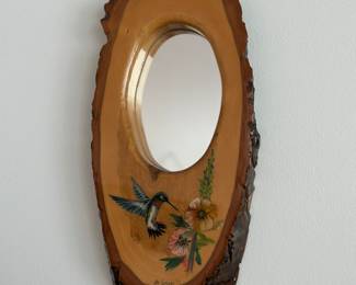 Live edge handpainted wood mirror 