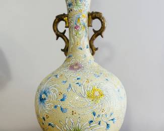 Chinese famille Jaune porcelain vase converted to a lamp 