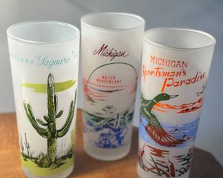 Souvenir frosted highball glasses 