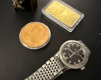 Vintage Watch & Commemorative Coins