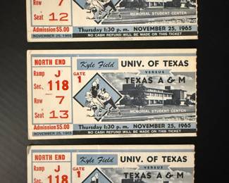 Vintage 1965 UT vs A&M Tickets