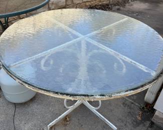 Vintage Iron Patio Table w/glass