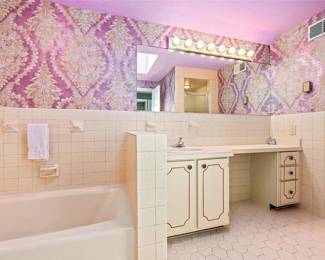 Master bath vanity, mirror & lights