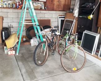 Bikes; stepladder