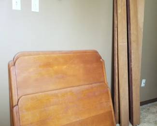 Haywood-Wakefield inspired birch twin beds with headboards, footboards and side rails