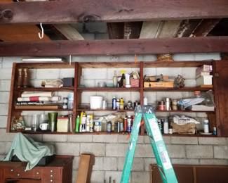 Step ladder; garage supplies