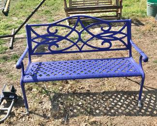 Iron bench and wood glider