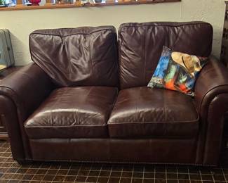 Brown Leather Loveseat