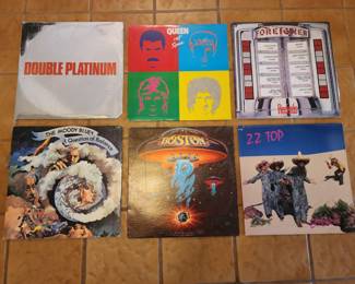 A selection of rock albums - Kiss, Queen, Zz Top, Moody Blues