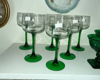 SET 0F 12 LUMINARC EMERALD STEM WINE GLASSES