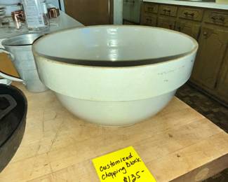 VERY LARGE VINTAGE CROCK MIXING BOWL
