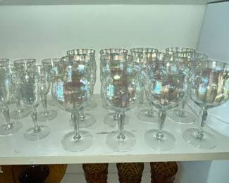 LARGE COLLECTION OF IRRIDESCENT STEMWARE!