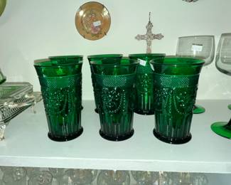 MATCHING IMPERIAL GLASS "CHROMA GREEN" TUMBLERS