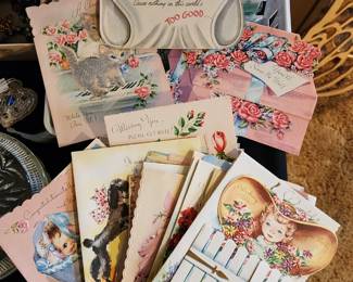 Cute vintage greeting cards - many unmarked