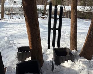 Planters and windchimes