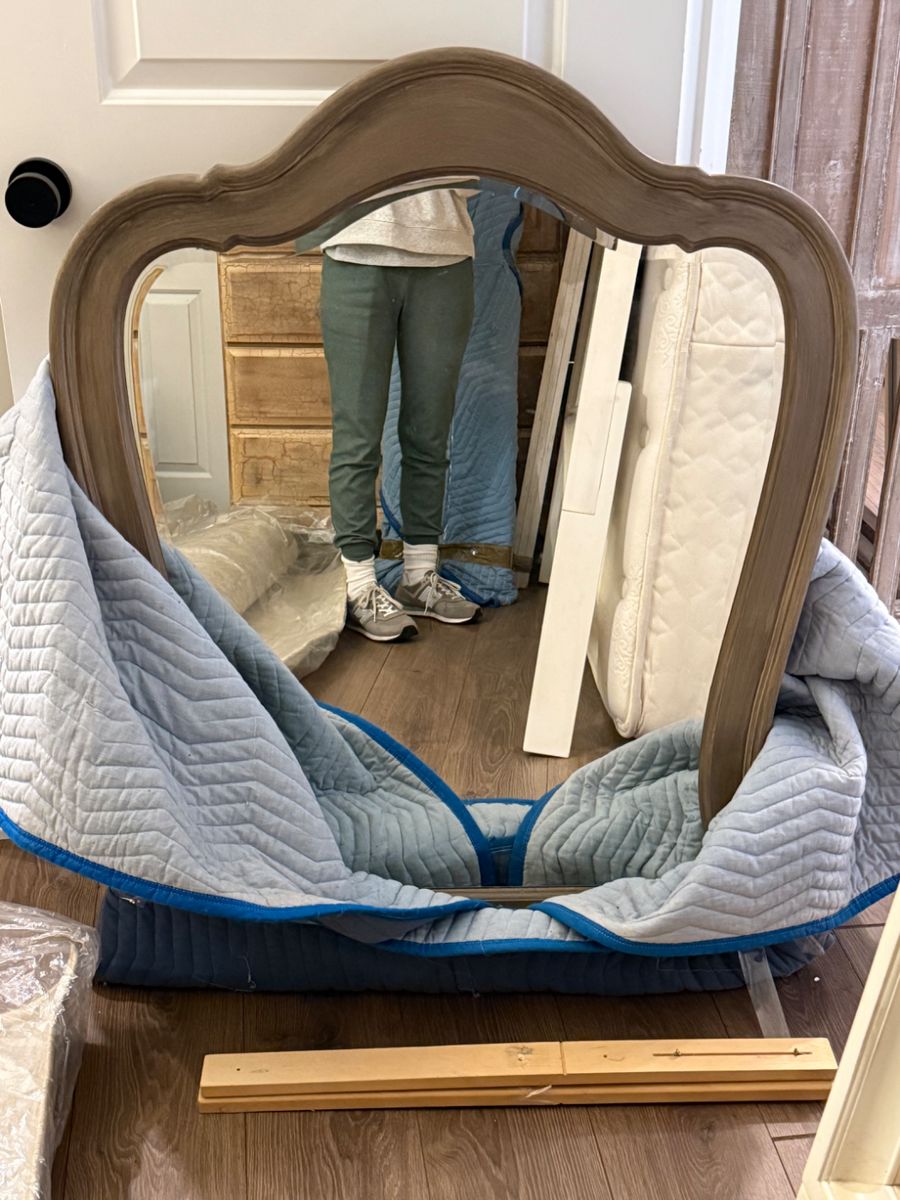 Wood framed wall mirror French provincial style