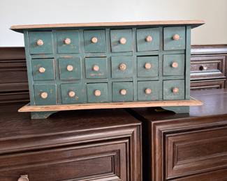 Antique wooden 18 drawer Apothecary cabinet 