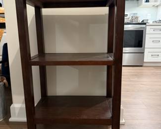 Three tier wooden shelf walnut finish