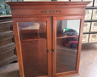 Antique display cabinet with hardware to mount on wall