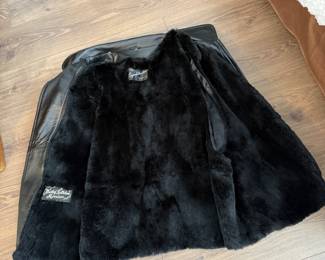 Lingenfelter Brill black leather jacket with removable black mink lining.