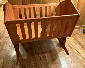 Handmade solid oak cradle