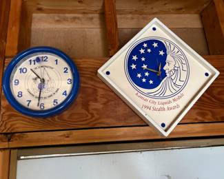 Blue and white clocks