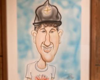 Signed chalk caricature