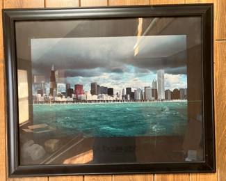 Framed poster "Chicago Skyline" by David Salzman