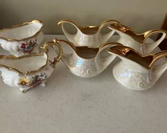 Hammersley "Lady Patricia" sugar and creamer, Pearl China Co. 22 kt gold sugar and creamer